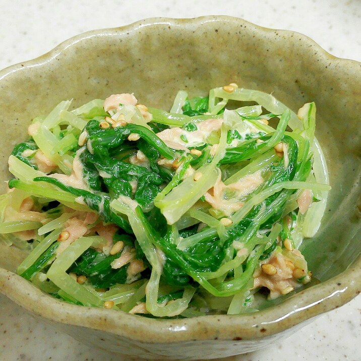 【簡単!】ゴマ油香る♪水菜とツナの和え物